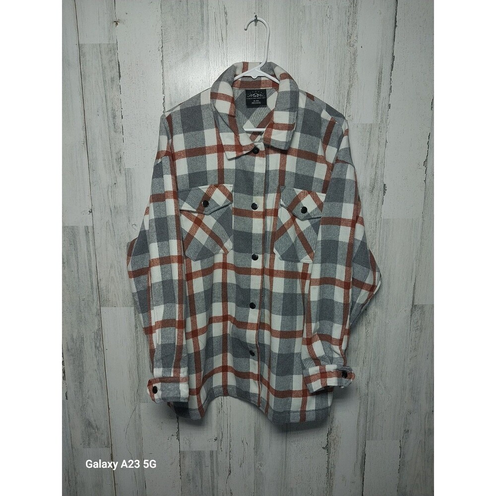 HFX Shirt Jacket Mens XL Plaid Flannel Snap Button Pockets Outdoor Shacket